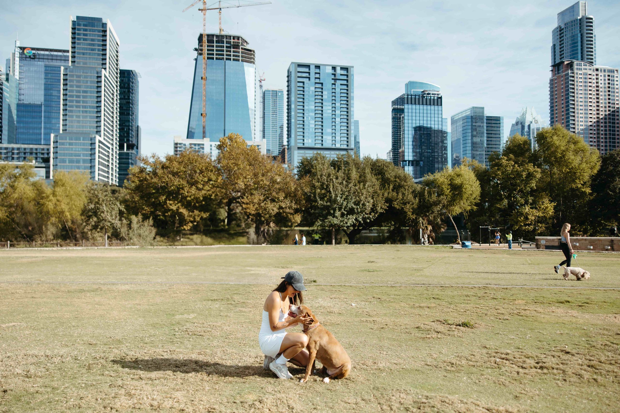 Girl with her dog at Zilker Park