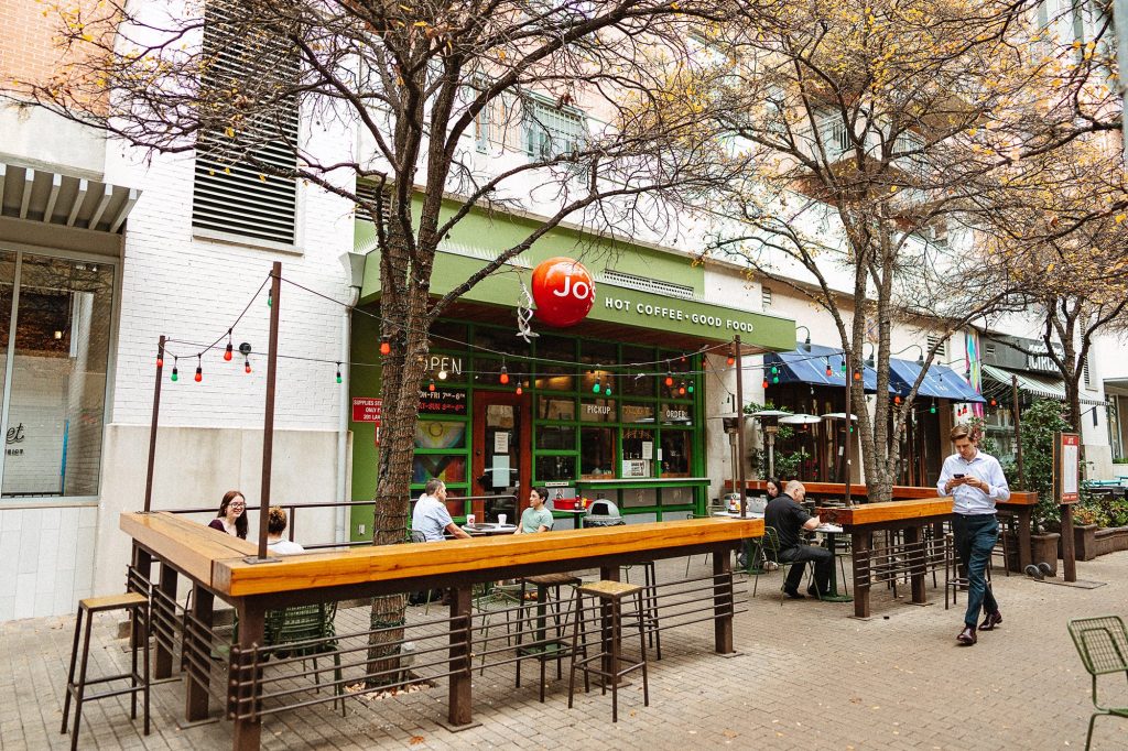 Exterior view of Jo's Coffee in downtown Austin