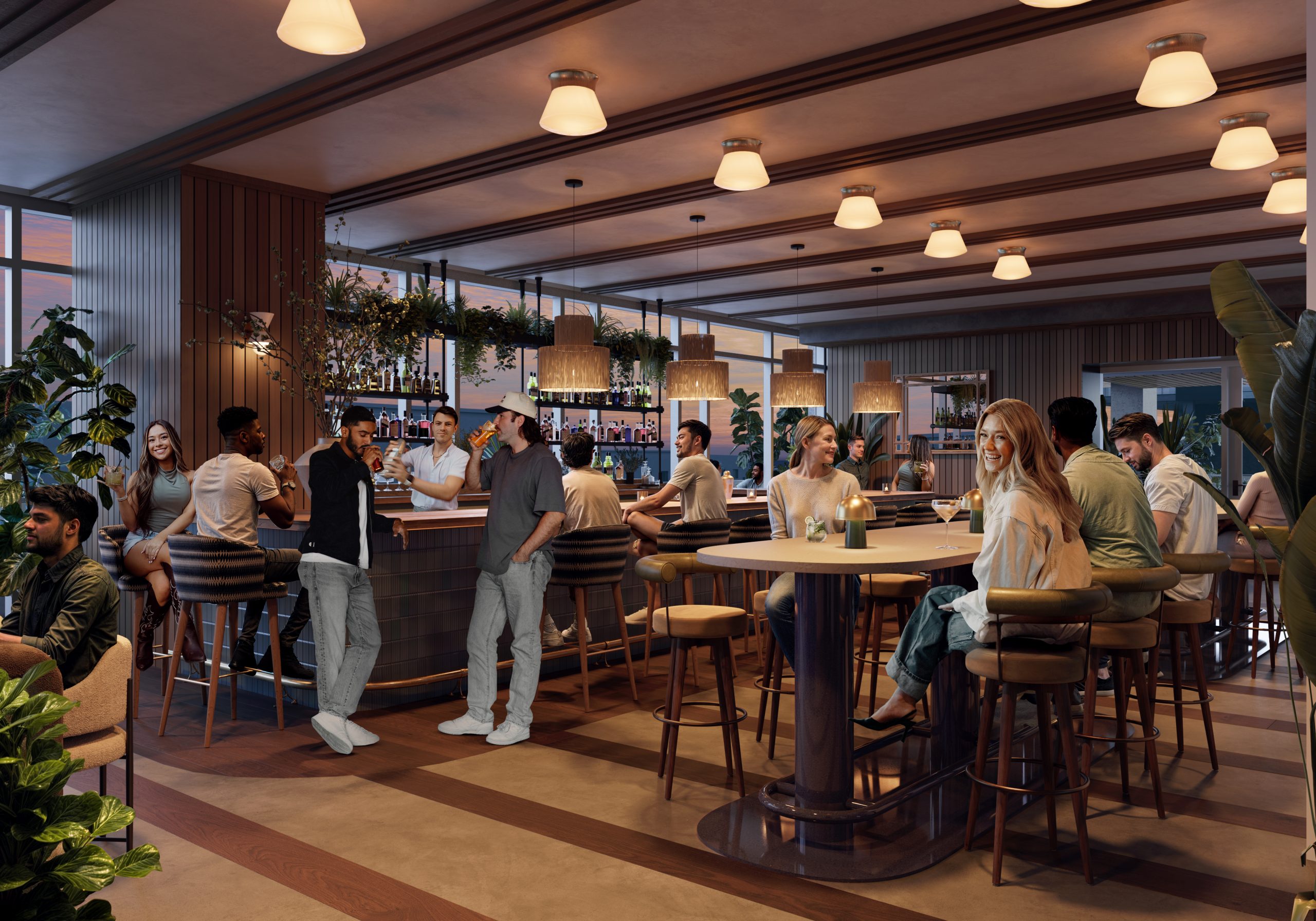 People enjoying a drink at Paseo's bar