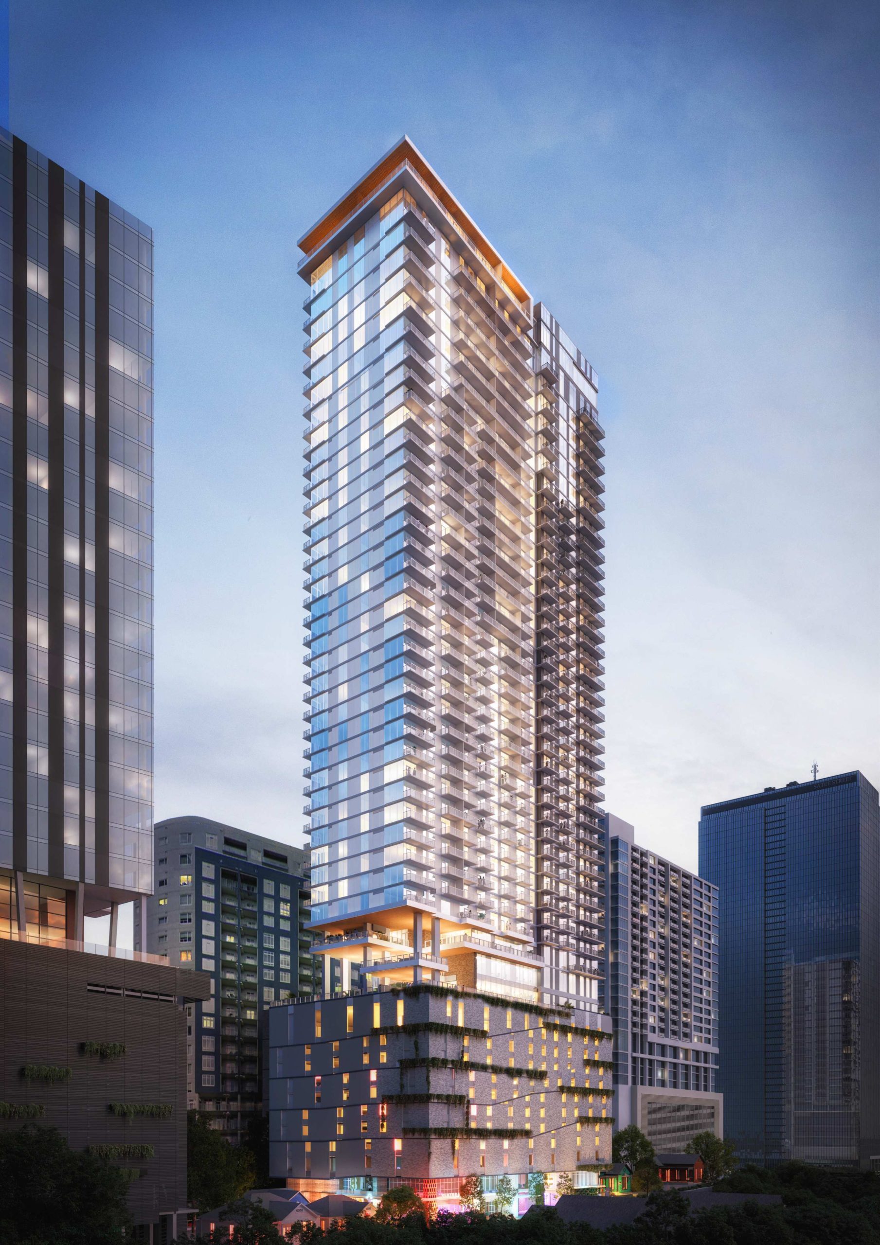 Paseo on 80 Rainey at Dusk - SE View