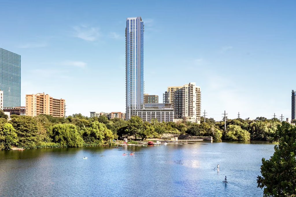 Exterior photo of the Travis in downtown Austin