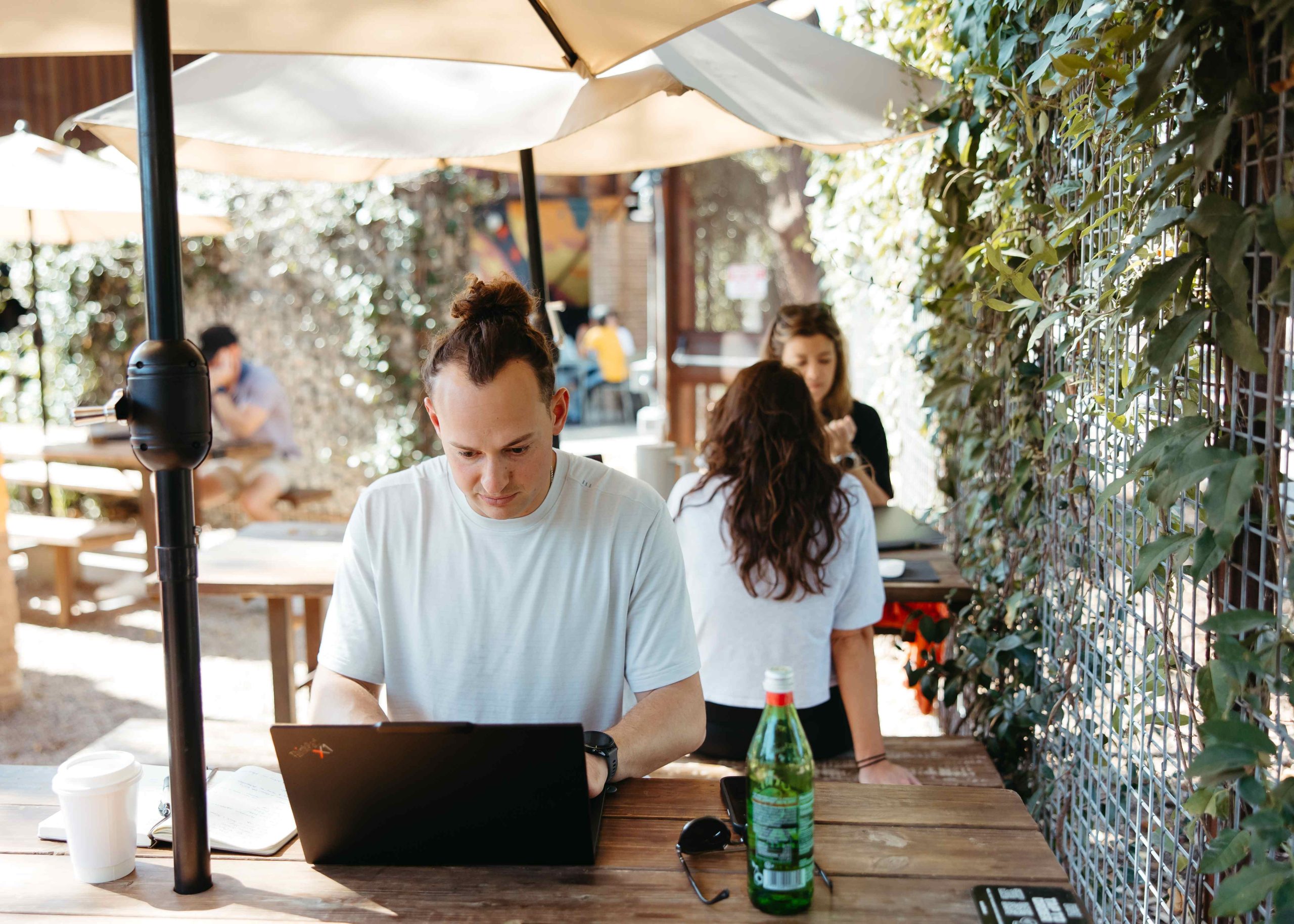 Image of man on laptop in Downtown Austin
