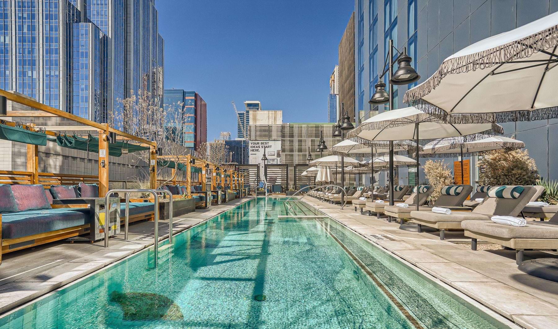 Rooftop Pool at Sienna at the Thompson in downtown Austin.