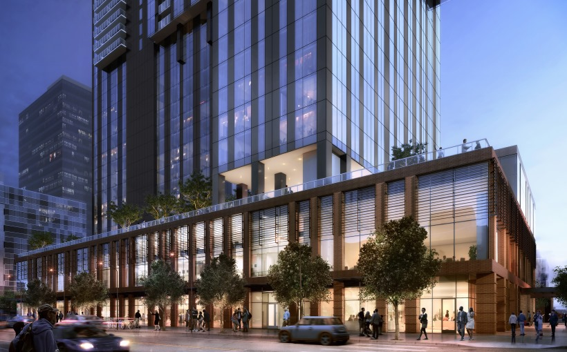 Exterior rendering of Sienna at the Thompson, downtown Austin luxury apartments.