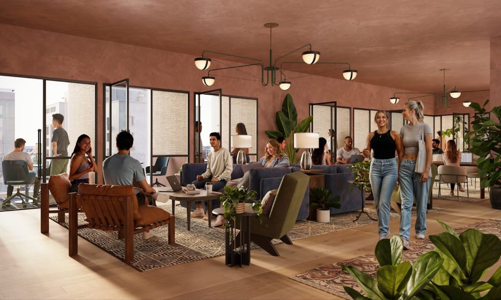 Rendering of 13th floor coworking space.