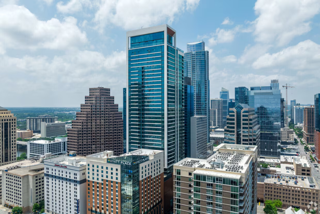 Exterior image of Hanover Brazos Street, luxury apartments located in Downtown Austin, Texas.