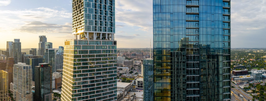 View of downtown Austin, Texas from Paseo, a luxury downtown Austin apartment.