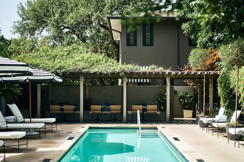 Poolside at Hotel Saint Cecilia, a South Congress hotel near downtown Austin.