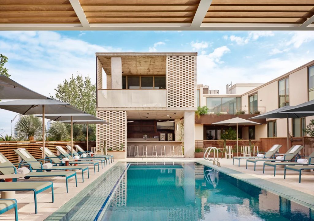 Rooftop pool at South Congress Hotel near downtown Austin.