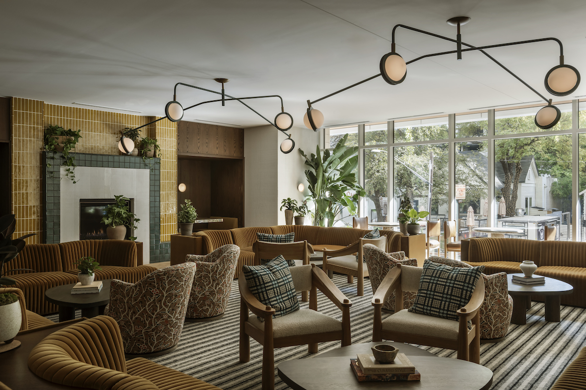 Second-floor study and lounge area of Paseo in Downtown Austin.