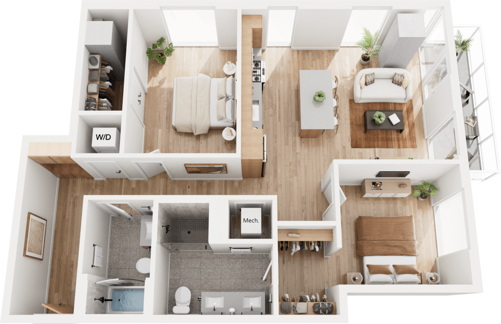 3D Rendering of The Antone floorplan