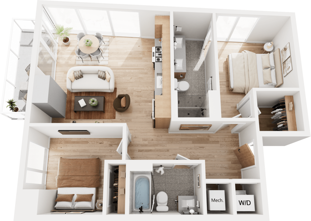 3D Rendering of The Davis floorplan