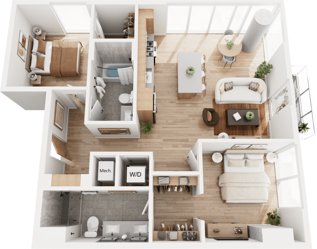 3D Rendering of The Sabine floorplan