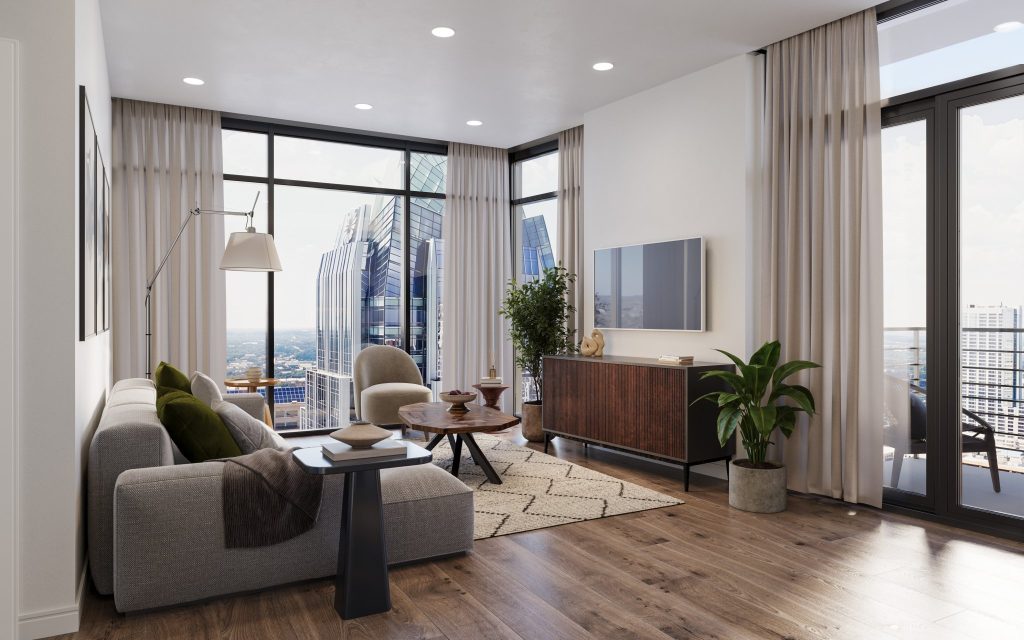 Interior finishes at 415 Colorado apartments in downtown Austin.