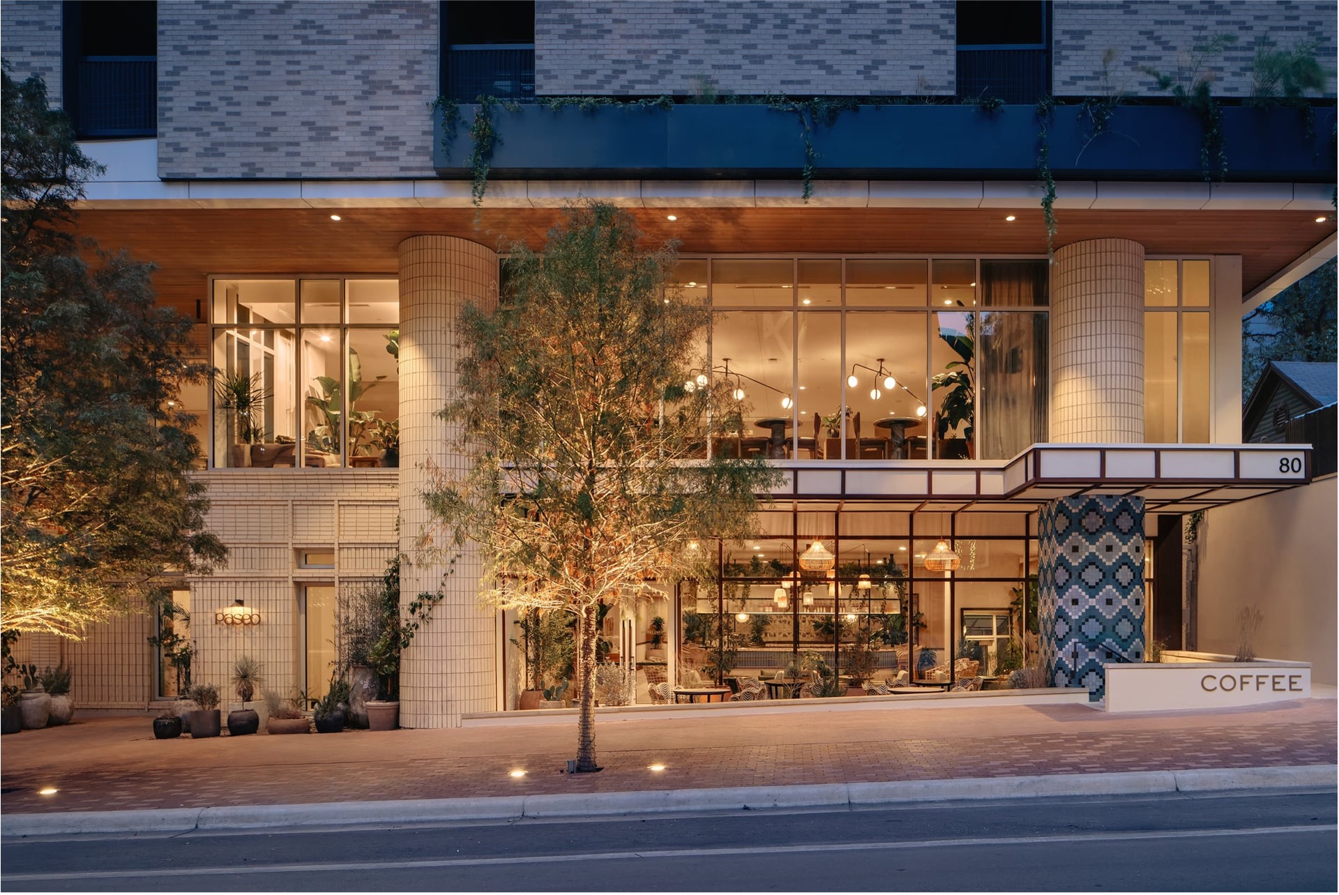 Exterior rendering of Paseo’s entry on Rainey Street.