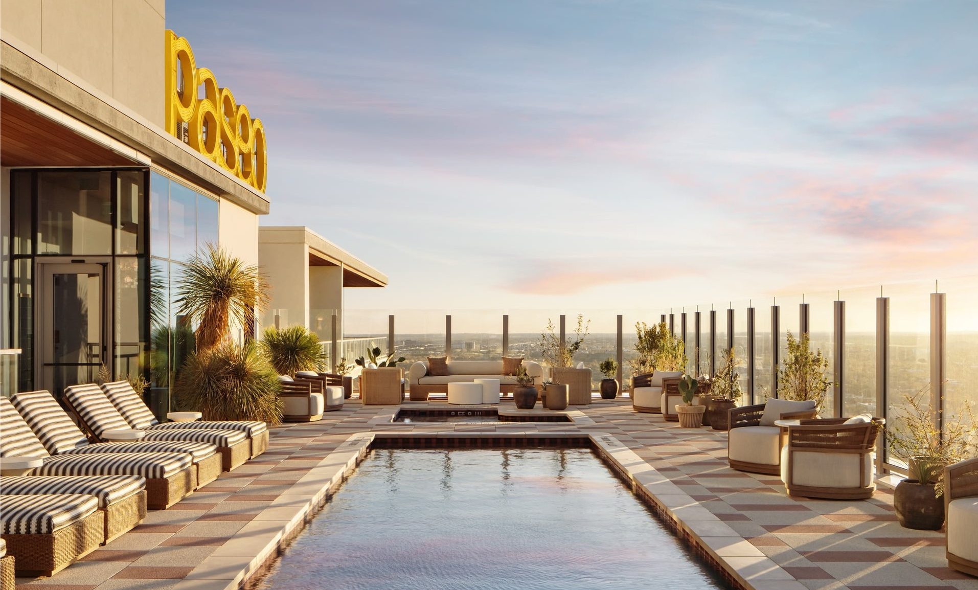 Rooftop pool deck at Paseo ATX