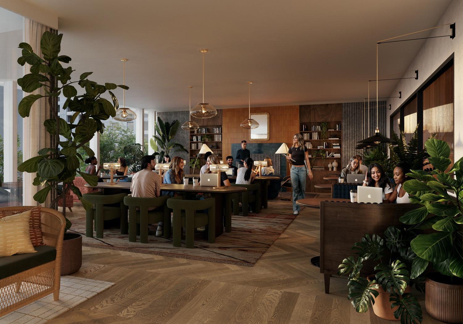 Rendering of Paseo Level 2 Coworking Lounge 2.